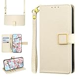 Mldjomid 向けのモトローラ Moto G66j 5G/G66y 5G/G56 5G 用 ケース 手帳型 適用モトg66j5g スマホケース 財布型 カード収納 適用モトg66y5g ケース ショルダー 小銭入れ 肩掛け スタンド機能 スクエアマグネット留め具 向けのMotorola対応moto g56/5g 携帯カバー 高級PUレザー ライチ柄エンボライン 全面保護(ホワイト)