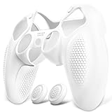 PlayVital Ninjaエディション ps5コントローラーに対応用シリコンカバースキン、ps5対応用ソフト保護カバー、保護カバー付けたまま充電ステーションにもフィットします【ホワイト】