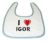 Baby Bib with I Love Igor (first name/surname/nickname) by Shopzeus