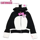 EARTHMAGIC(アースマジック) 裏毛「くま耳フード」長袖ジップアップパーカー・ブラック【1603】【C】 130 ブラック(10)