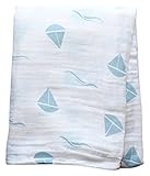 lulujo Baby Muslin Cotton Swaddling Blanket, Sweet Sail Boat, 47" x 47" by lulujo [並行輸入品]
