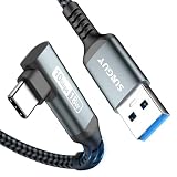SUNGUY USB Type C ケーブル L字 1.2M USB3.1 Gen2 10Gbps データ転送 タイプ c ケーブルUSB-A to USB-C 3A高速充電 Android Auto対応 ナイロン編み 高耐久性 Galaxy S22 Ultra/iPad Pro/iPad air/Sony Xperia/Yogaその他USB-C機器対応 1.2m グレー