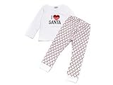 (マッドパイ)Mud Pie ベビー/キッズ ロングTシャツ/レギンスセット 130240-2T I LOVE SANTA LONG JOHNS/アイラブサンタ/クリスマス ホワイト×レッド 2T-3