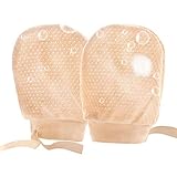 Kalevel ベビー ミトン かきむしり防止 手袋 赤ちゃん ミトン メッシュ 取れない 新生児用ミトン 綿 指なし 薄手 手袋 男の子 女の子 ベビー 用品 プレゼント 0～6ヶ月新生児に（ブラウ