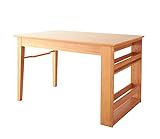 3段階に伸ばせる収納ラック付ダイニングテーブル 天然木 【幅120-150-180×奥行75×高さ72cm】