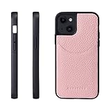 HANATORA for iPhone 14 ケース 本革 耐衝撃 スマホケース スマホ コードホルダー 付き シュリンクカーフレザー ギフト マグネットなし ピンク CPG-14-Pink