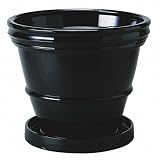 アドミナ 植木鉢 15号 46cm 穴あき 植木鉢・受皿セット ブラック 光沢【ミラ MI-1】 陶器 信楽焼き おしゃれ