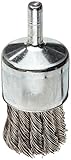 Weiler Wire End Brush, Hollow End, Round Shank, Stainless Steel 302, Partial Twist Knotted, 1-1/8" D