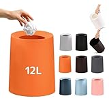 ゴミ箱 おしゃれ ゴミ袋が見えない 丸型 卓上 ビニール袋隠す 1.5L/8L/12L シンプル リビング キッチン 洗面所 オフィス ごみ箱 ごみばこ フタなし ルクレール 2重構造 フタなしゴミ箱 (オレンジ, 12L)