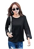 (フェリーズ) feliz tシャツ おおきい 白 オフィス 黒 綿 綺麗め シースルー ゆったり トップス ロング 七分 7分 丈 袖 長 コットン 丸襟 薄手 ホワイト ブラック 刺繍 可愛い シ