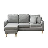 エア・リゾーム ソファー 3人掛け L字 カウチソファー ローソファー クッション付き コーナーソファ adel(アデル) グレー