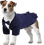 QUEENMORE 犬 蝶ネクタイ犬の結婚式のタキシード 犬 コスプレ 犬 誕生日 犬用コスチューム ペットスーツ タキシード ドッグウェア 犬服 犬の服 犬用パーティー お誕生日 バースデー おしゃれ 冠婚葬祭犬服 変身 お祝い 制服 記念 フォーマル 洋服 撮影 小型犬 猫（ブルーL）