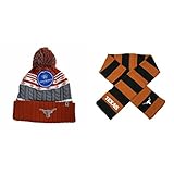 NCAAテキサスLonghorns Altitudeビーニー帽子とストライプラグビースカーフ2パックバンドル