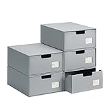 インデックス付きクラフトシューズ収納ボックス5個セット[日本製]　　グレー