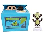 Funny Monkey Stealingコインお金にバナナボックスバンク+ソーラーStanding Monkeyホーム装飾ギフト