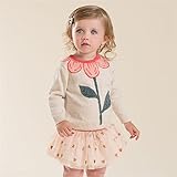 【dave&bella(デイブ・ベラ)】【秋春/セーター】 長袖ニットセーター　花柄刺繍入り　ベージュ　70cm/80cm/90cm/100cm/110cm/120cm　【シンプル・上品・フォーマル・