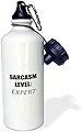 3dRose 「SARCASM LEVEL EXPERT」スポーツウォーターボトル 21オンス ホワイト