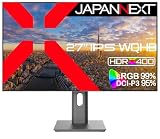 JAPANNEXT 27インチ モニター WQHD 2560x1440解像度 IPS ディスプレイ (KVM/HDMI/USB-C 給電 (65W) / DisplayPort/スピーカー内蔵/高さ調節/回転(ピボット)機能/ブルーライトカット) JN-IPS27WQHD-C65W-HSP