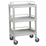 クラシックカート三段(組立式) Y-101F(グレー)  カート(樹脂製) ワゴン(樹脂製)