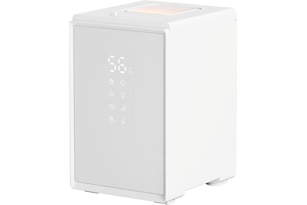 [山善] 加湿器 加熱式 スチーム式 上部給水 キューブ型 湿度センサー 転倒防止 間接照明 寝室 チャイルドロック 自動運転 ホワイト BEAR-S34(W)