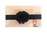 2 Burlap Jute petite Flower baby PoshNPretty headband - Black by PoshNPretty