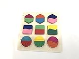 コンパクト 木製 形合わせ パズル　木のおもちゃ 小型軽量 持ち歩きも可能 幼児 知育 簡易 (1/2タイプ)