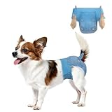 Dono 犬 おむつ 女の子用 男の子用 デニム風 犬オムツ 360°幅広伸縮ウエストバンド付きおむつカバー 漏れない 通気性 長時間 使い捨てマナーパンツ 発情期 生理 介護用 おしっこ吸収 おむつウェア 超小型犬 小型犬 中型犬 猫用 紙おむつ Sサイズ 10枚入りx4パック
