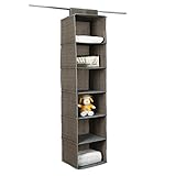 Songmics 6-shelfハンギングクローゼットオーガナイザー折りたたみ可能なストレージシェルフの服、靴ストレージライトブラウンurch08 K