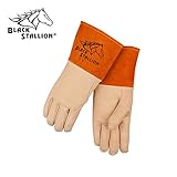 Black Stallion ブラックスタリオン スタンダード グレイン ピッグ スキン （豚表革) MIG 溶接用 グローブ ロングカフ (L)