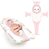 ベビーバスネット 新生児バスタブバスマット 滑り止め 通気性 シャワーマット ベビーバスチェア 沐浴サポートクッション (ピンク)