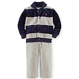 Ralph Lauren(ラルフローレン) ボーダーベロアセットアップ(Gray/Navy) 24M(18-24ヶ月) [並行輸入品]