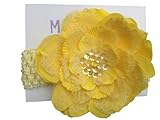 MANDY ベビー フラワー ヘアバンド Lace Shinny Peddles Yellow