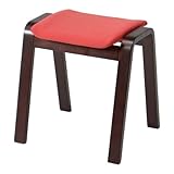 不二貿易 曲木スツール ハイ 高さ45cm スタッキング可能 ダークブラウン レッド 88032
