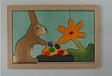 木のジグゾーパズル　(小) うさぎと花