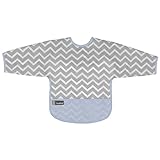 クーシーズ/Kushies 長袖ウォータープルーフ クリーンビブ (L, ブルーシェブロン) お食事ビブ スタイ エプロン [KushiesCleanbib] (L, ブルーシェブロン)