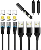 Ewise マグネット 充電ケーブル 1mx3本セット 360度回転 Micro USB Type C 対応 3A 急速充電 データ転送 QC3.0 (ブラック)