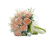 RosaシャンパンブライダルウェディングブーケフラワーBouquets人工花18pcs