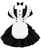 [FULINE] メイド服 コスプレ コンカフェ メイド エプロン 大きいサイズ 定番 ブラック メイドコスチューム 仮装 レディース メンズ セット 一式 こすぷれ イベント パーティー 女性 男性 大人 バレンタイン S