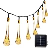Vmanoo Christmas Decorative Solar Powered Lights 30 LED 19.7ft 8 Modes Waterdrop Fairy String light 