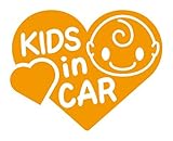 Sticker Shop Haru KIDS ＩＮ CAR ステッカー ハート型Bタイプ 15cm オレンジ