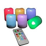 LED キャンドルライト,Qshiba 6個セットキャンドル ライト ろうそくそっくり2種点灯モード リモコン リモコン、とタイマー付き- 揺らぐ炎! 深い波形 - ロマンチックな雰囲気を造営 (カラ
