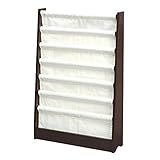 モダンマガジンラックW 〔6段〕 幅52cm×奥行14cm 木製/布/軽量/スリム/薄型/本棚/ブックラック/雑誌/北欧風/ナチュラル/NK-817 ダークブラウン(茶)