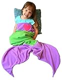 Mermaid Tail Blanket Softest Comfy Cozy Fleece Blankie for Kids (Heart Purple Green) [並行輸入品]