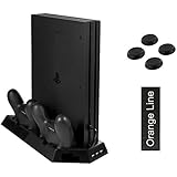 PS4 PRO用 縦置きスタンド 冷却ファン有り コントローラー2台充電 USBハブ3ポート 日本企業による販売保証【ブラック profan R1】