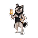 Fox Republic 黒 柴犬 しばいぬ ビール アルコール 防水 ステッカー デカール 耐候性 ノートPC スマホ タンブラー ノート用 8cm ホワイト背景