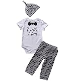 キュート3pcs新生児赤ちゃん男の子Little Manロンパース+ Beardパンツ+帽子服装セット