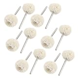 Uxcell　バフホイール　研磨　軸付き　羊毛　ホワイト　シルバートーン　20×15mm　3×35mm　50mm