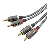 ハイグレード オーディオコード ２ピン - ２ピン RCA ケーブル 1m ゴールドプラグ 簡易包装 メタルプラグ アンプ プレーヤー スピーカー などの接続に
