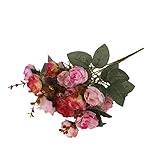 TOPmountain 21ヘッドブーケ カラフル 人工ローズ シルクフラワー Capable Home パーティー ウェディングホテルレストラン