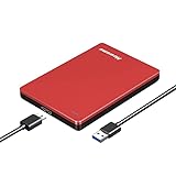 Iuseike 外付けハードディスク 500G/1TB 外付けハードディスク 1T 大容量 ポータブル 外付けハードディスク 超薄型 超高速データ転送 USB3.0対応 耐衝撃ボディ 持ち運びやすい ポータブルモバイルハードディスク 故障予測 外付け Windows/mac/phone コンパクトハードドライブ (1TB,レッド)